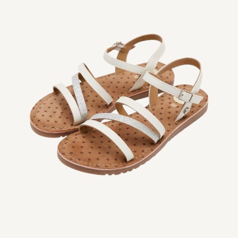 Sandalo bianco in pelle