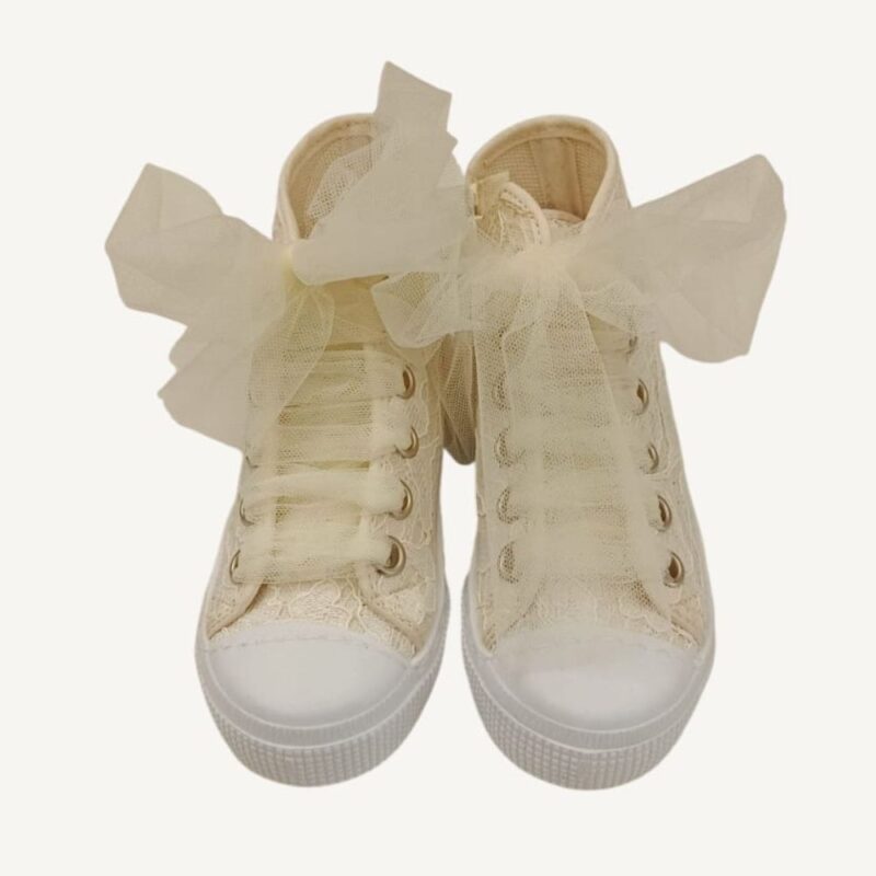 Sneakers alta in pizzo ecru