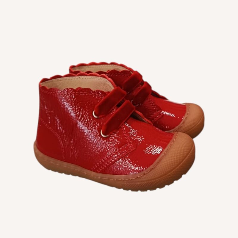 Scarpa primi passi artigianale rossa Rossano