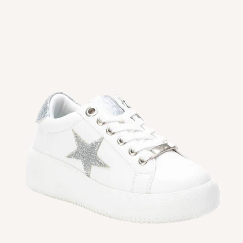 Sneakers bianca con stella glitter