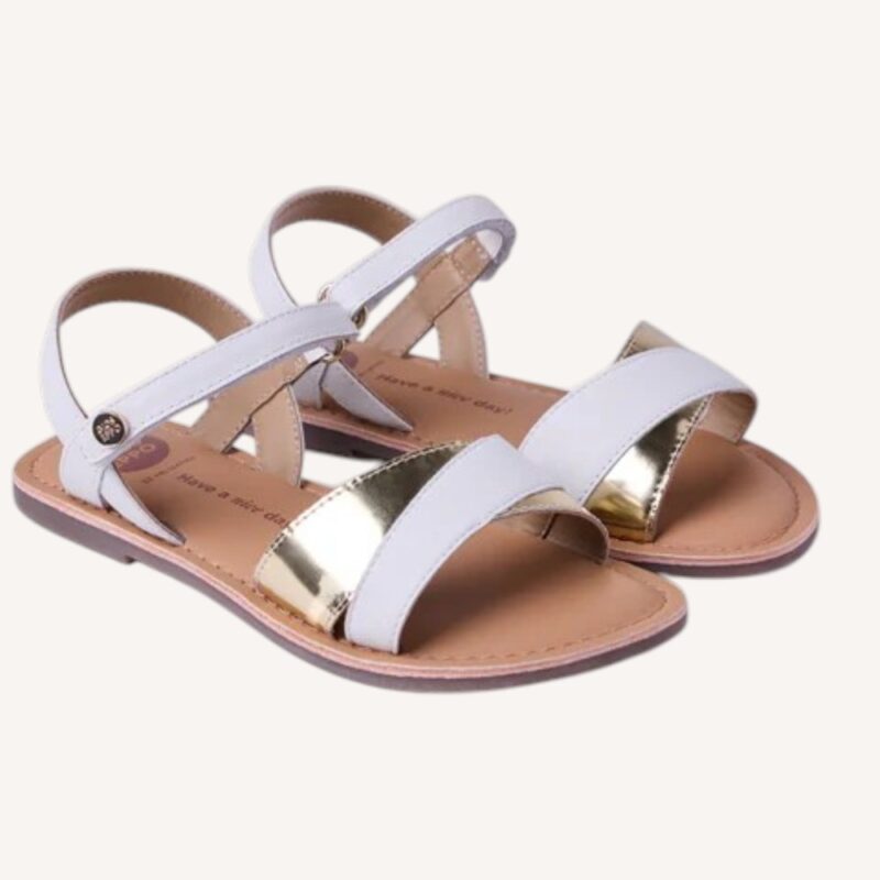 Sandalo bimba bianco e oro