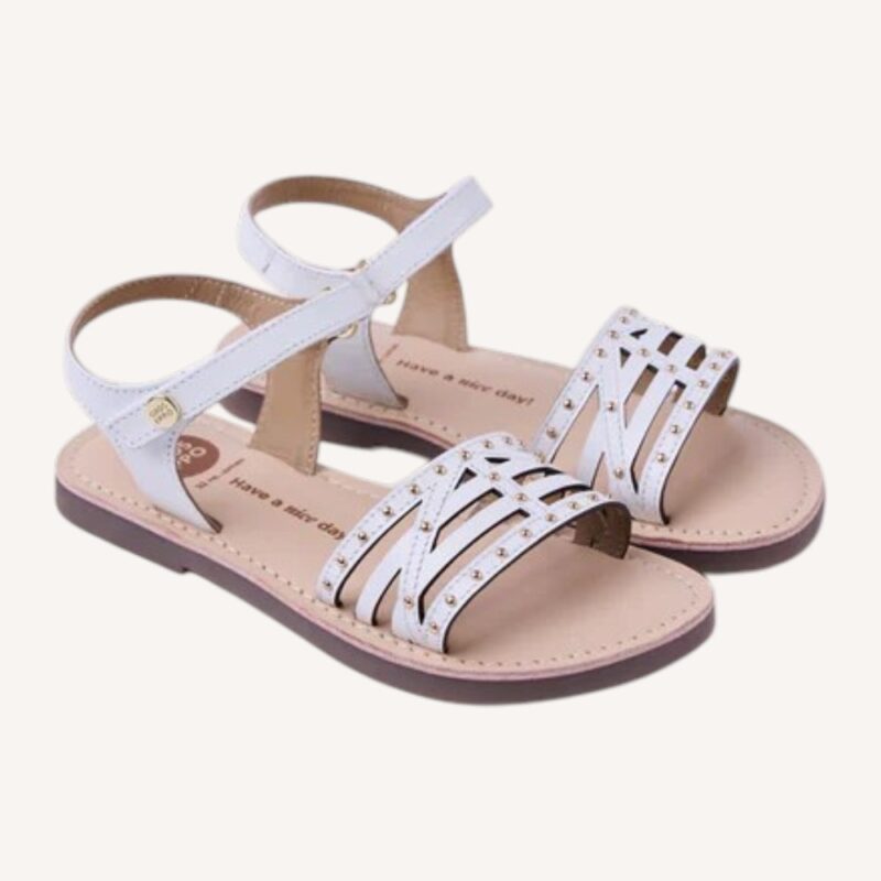 Sandalo bimba bianco borchie