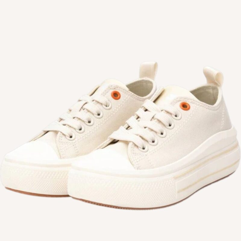 Sneakers in tela beige