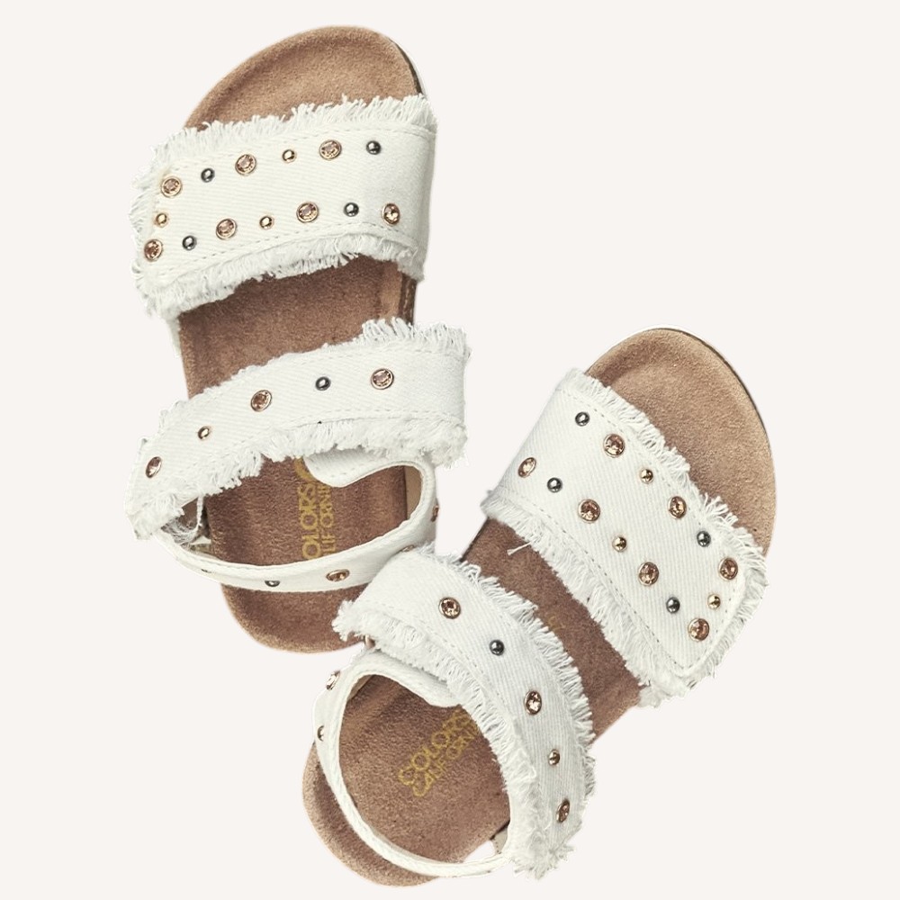 Sandalo baby denim e strass